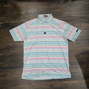 Bad Birdie Pastel Striped Polo Shirt. Colorful Golf Shirt